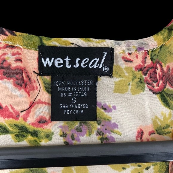 Vtg Wet Seal Sheer Razor Back Tank Yop Pink & Purple Floral Print sz S - Picture 5 of 9
